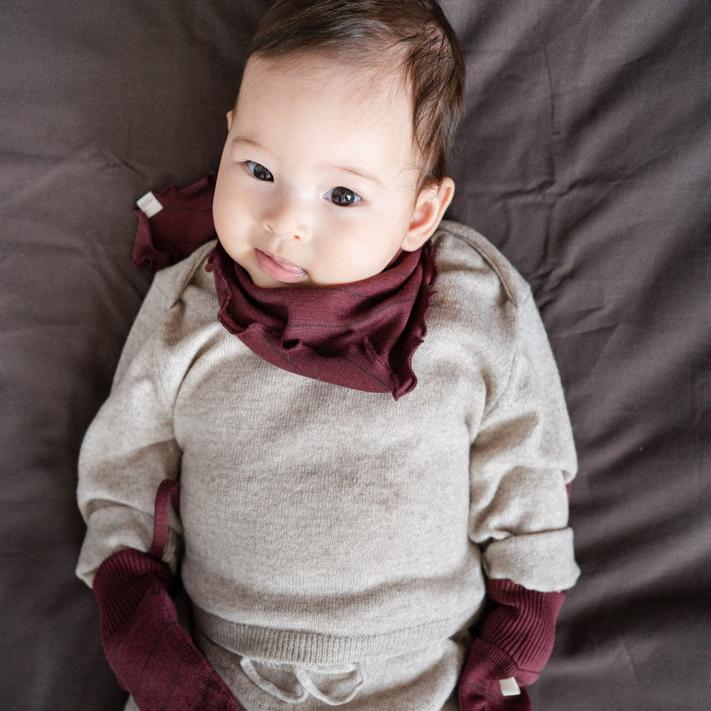 minimalisma Abib - Baby wool scarf Bib / Hairband / Acc Bordeaux Stripes