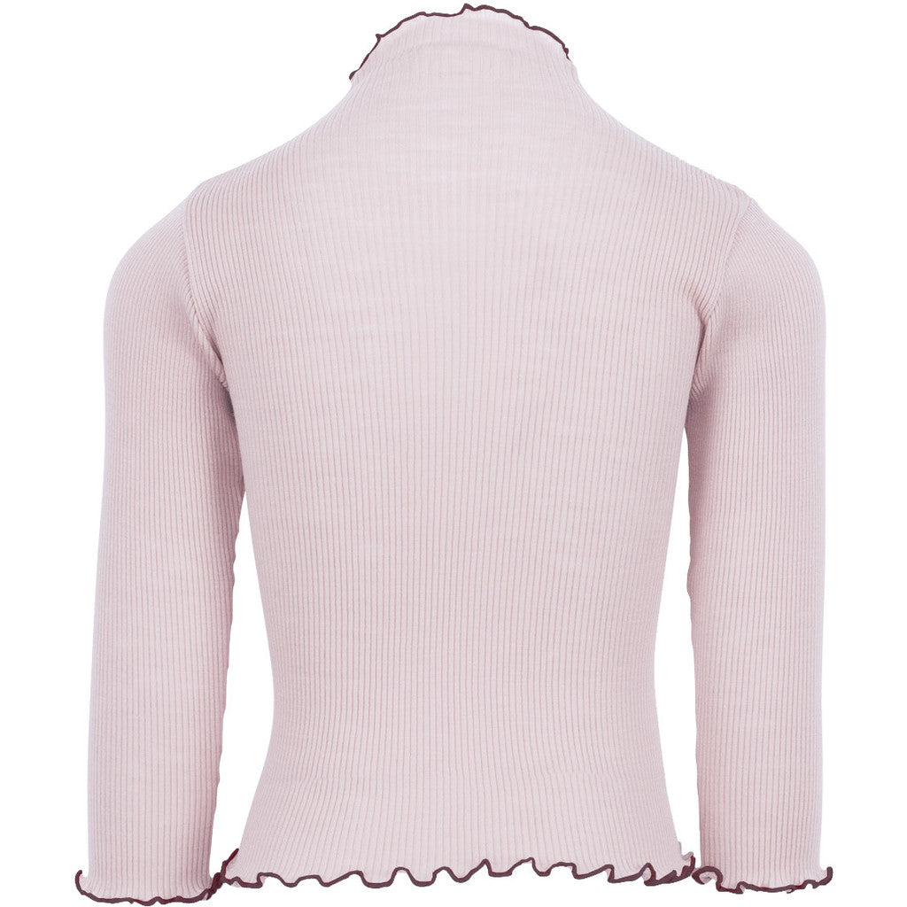 minimalisma Alfina - Children's wool long sleeve mock neck top Blouse for kids Peony with Bordeaux