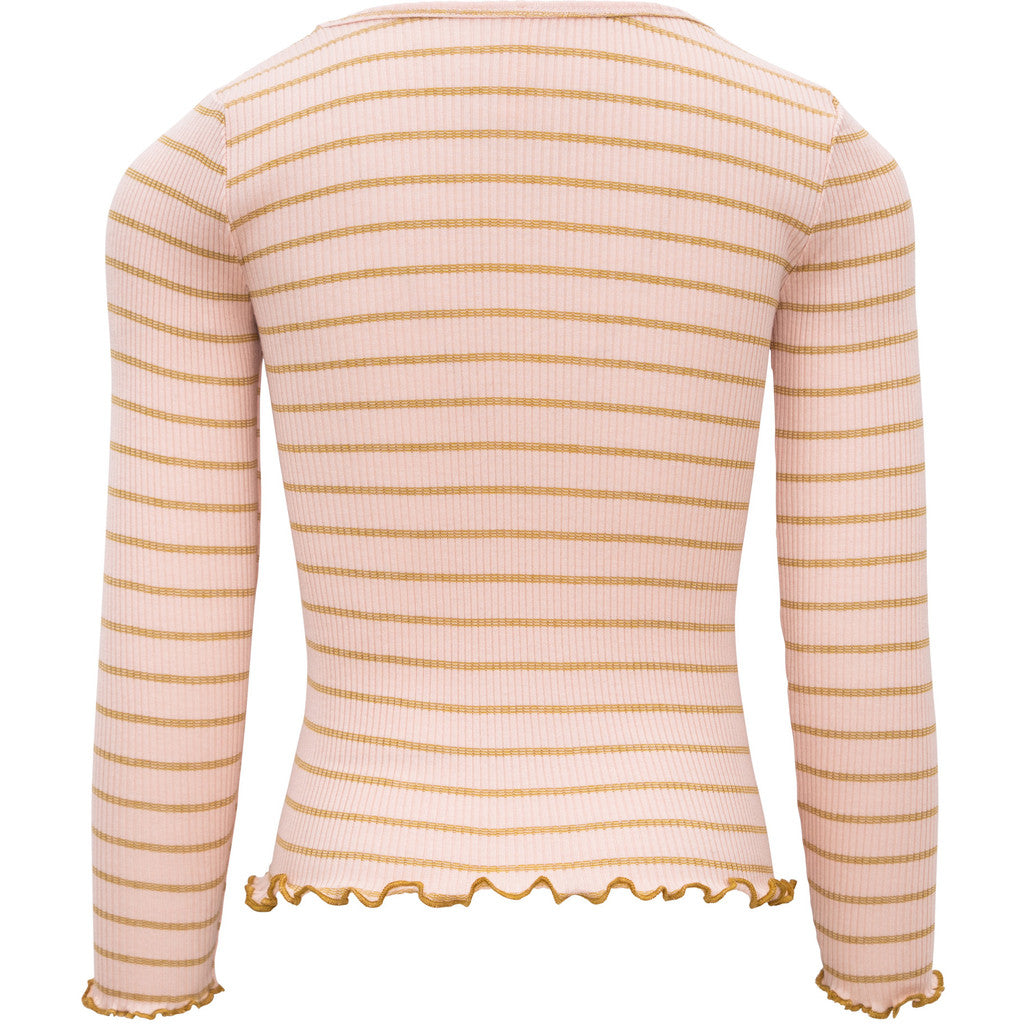 minimalisma Bergen-frill - Children's silk long sleeve top Blouse for kids Sweet Olive Stripes