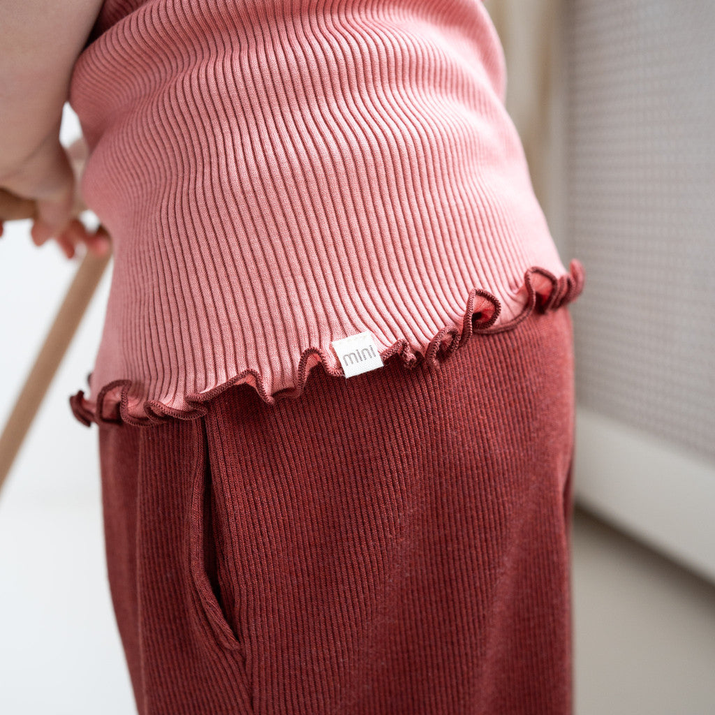 minimalisma Blomst 2-6Y Blouse for kids Antique Red with Hibiscus Contrast