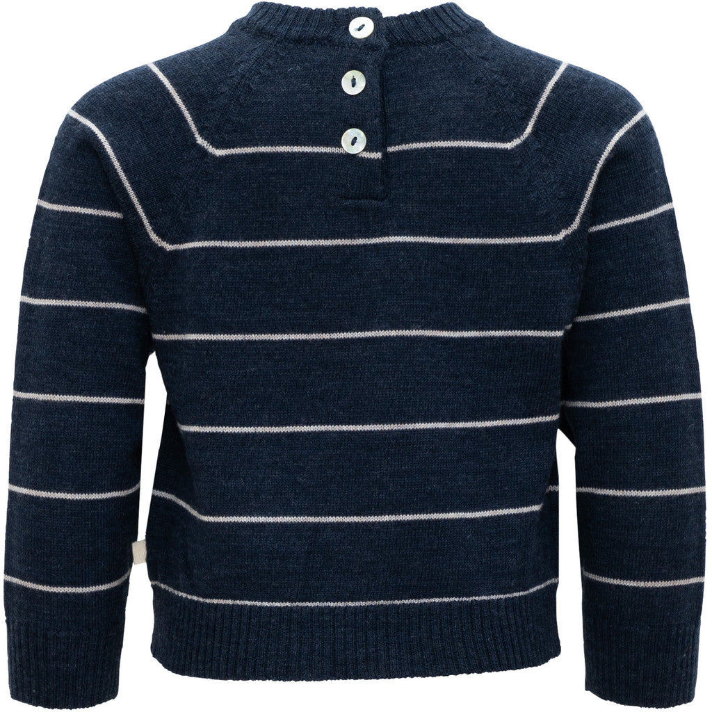 minimalisma Delmar - Baby and children's merino wool sweater Blouse for babies and kids Dark Blue Grey Stripes