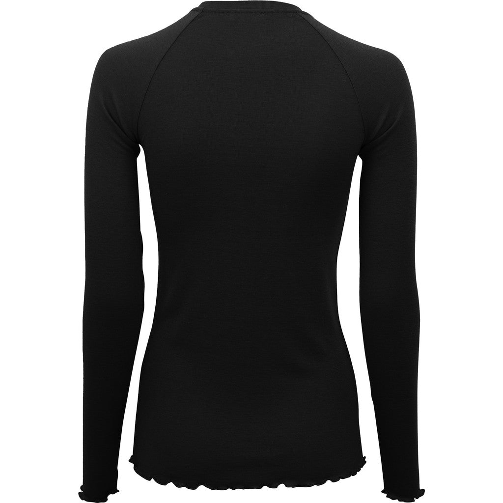 minimalisma Tate - Women's silk/wool longsleeve top Blouse for women Black