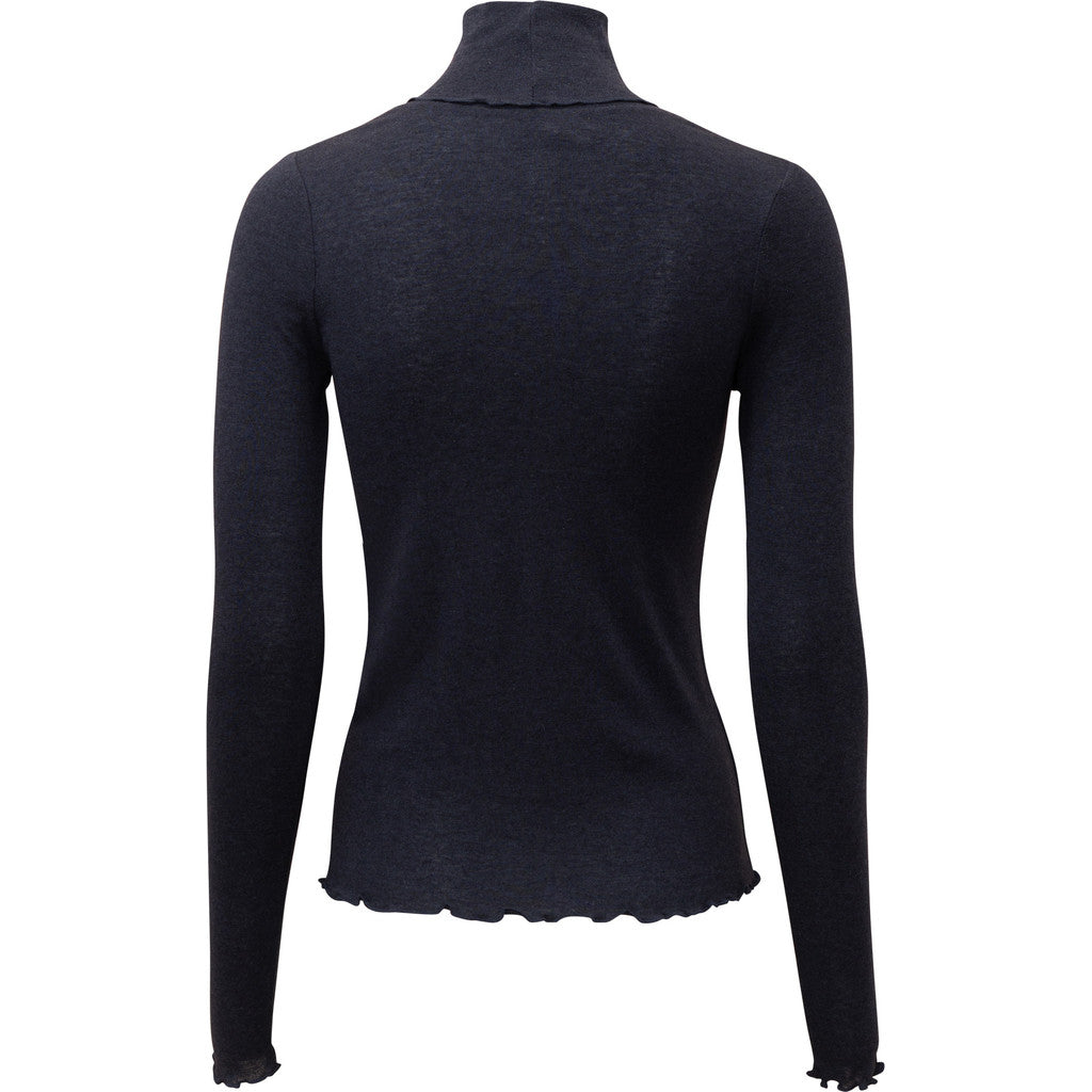 minimalisma Tora - Women's wool/silk loong sleeve turtleneck Blouse for women Night