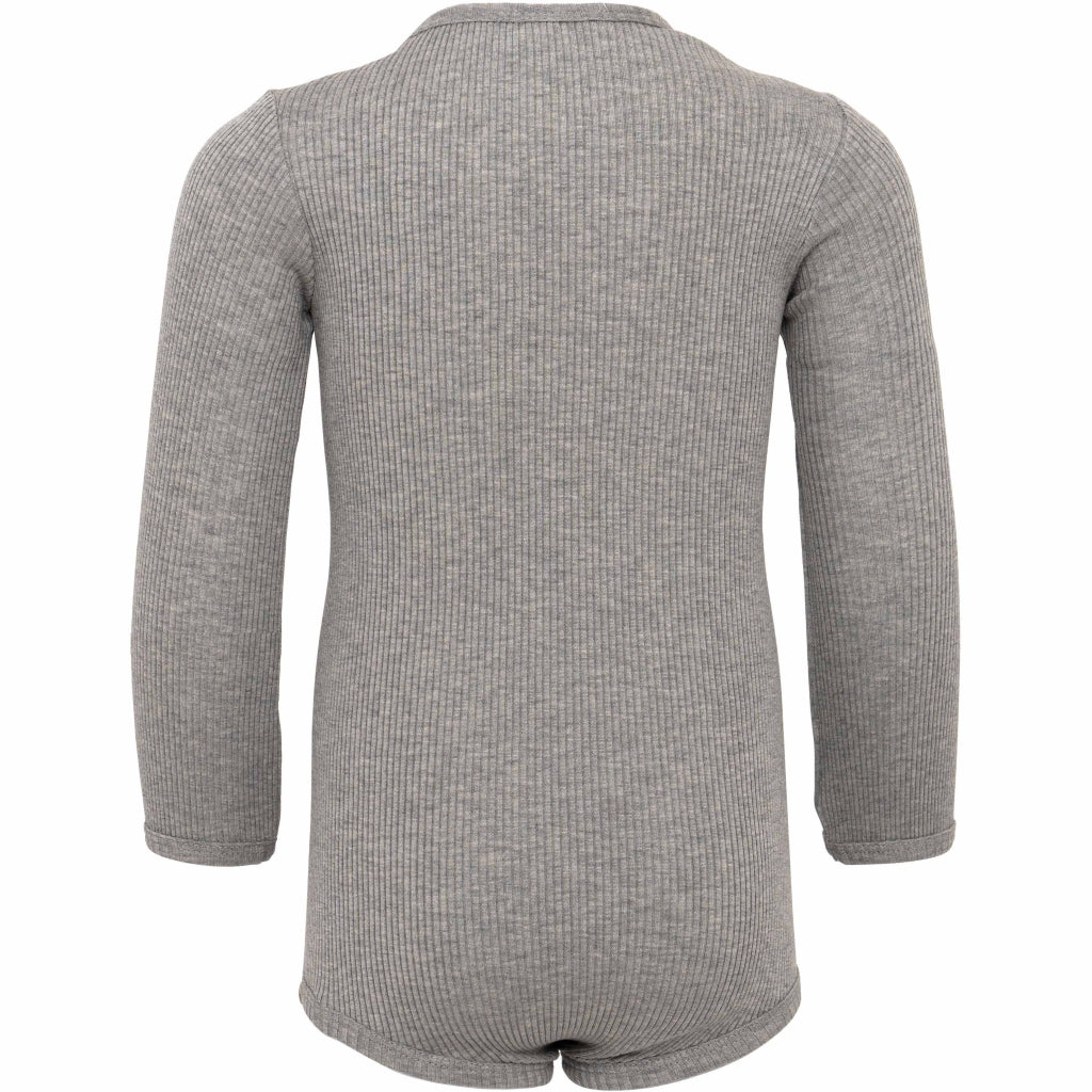 minimalisma Bono - Baby silk long sleeve bodysuit Body Grey Melange
