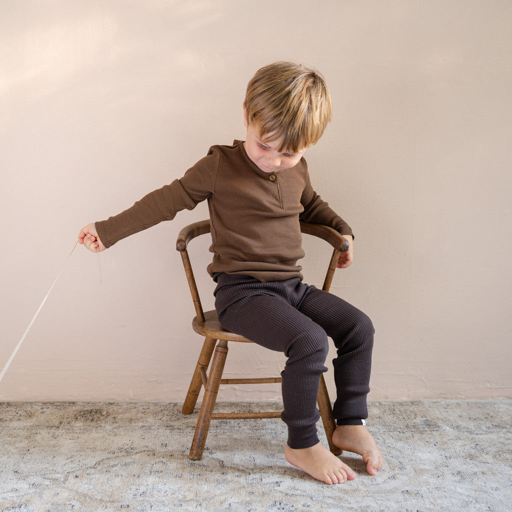 minimalisma Active - Children's wool leggings Leggings / pants for babies and kids Dark Chocolate