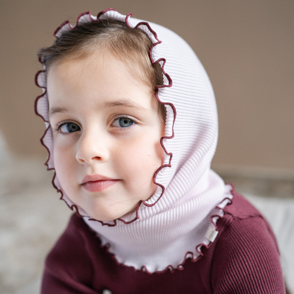 minimalisma Aha - Children's wool tube scarf Bib / Hairband / Acc Peony with Bordeaux
