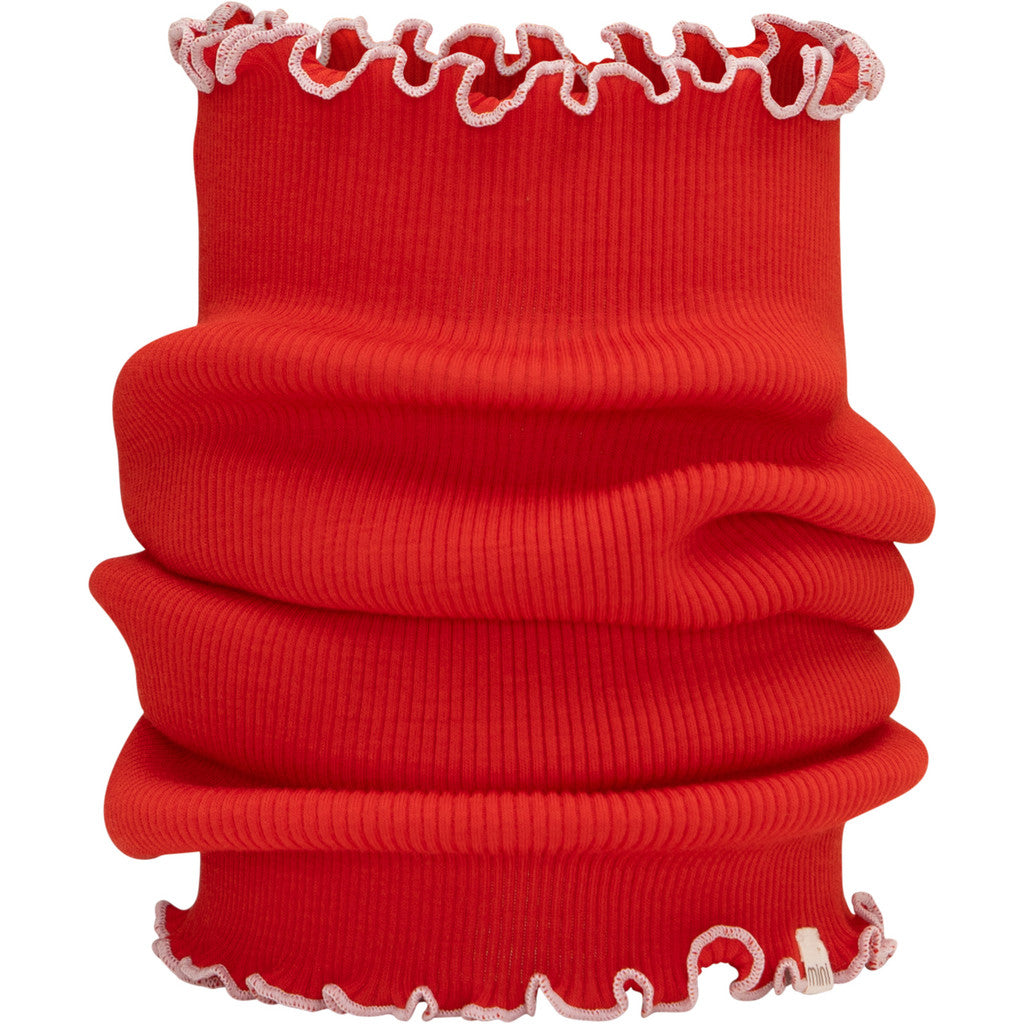 minimalisma Aha - Children's wool tube scarf Bib / Hairband / Acc Red with Peony