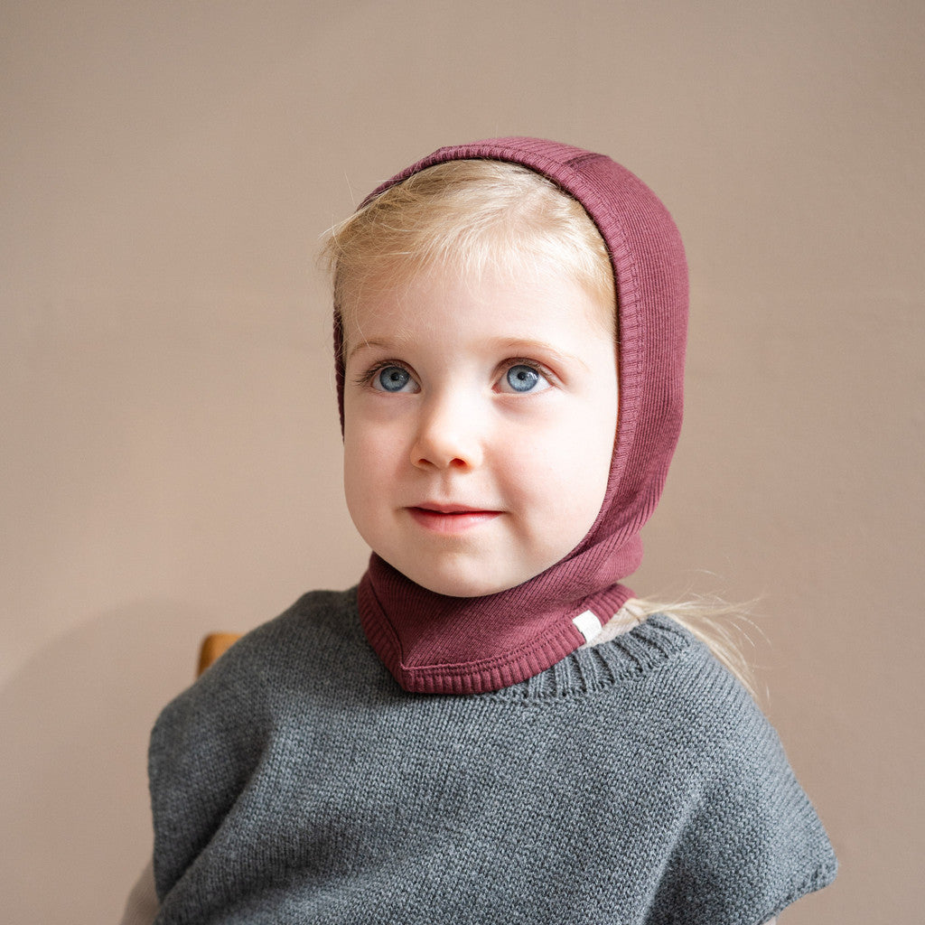 minimalisma Alephant - Children's wool balaclava Hat / Bonnet Bordeaux