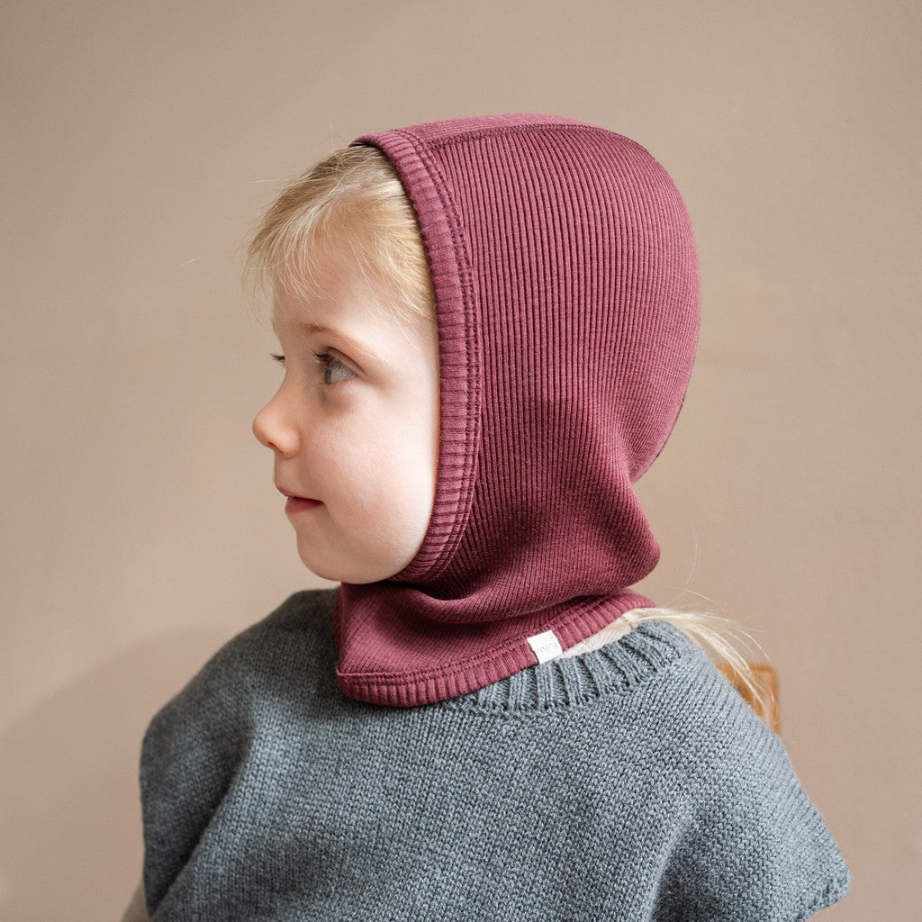 minimalisma Alephant - Children's wool balaclava Hat / Bonnet Bordeaux