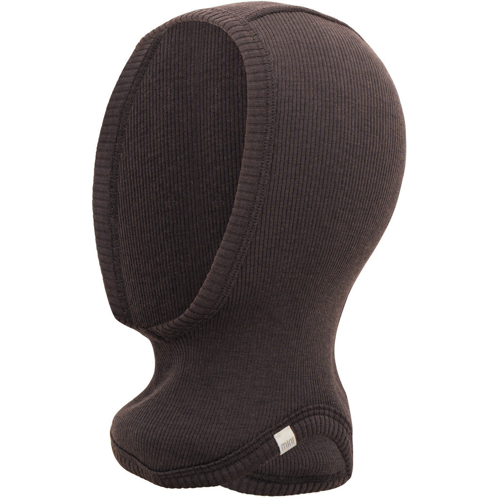 minimalisma Alephant - Children's wool balaclava Hat / Bonnet Dark Chocolate
