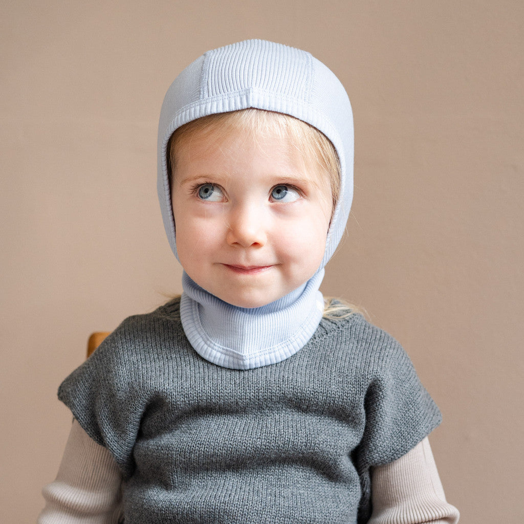 minimalisma Alephant - Children's wool balaclava Hat / Bonnet Frost Blue