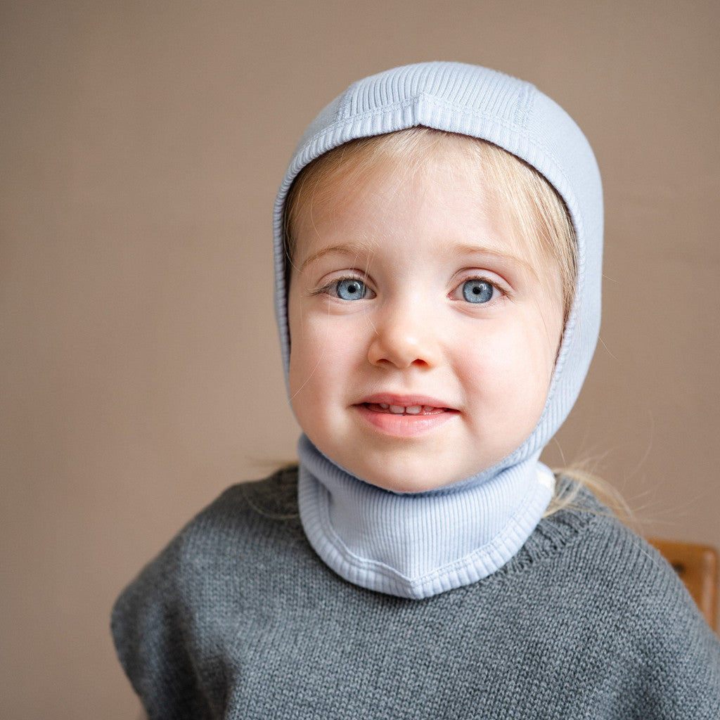 minimalisma Alephant - Children's wool balaclava Hat / Bonnet Frost Blue