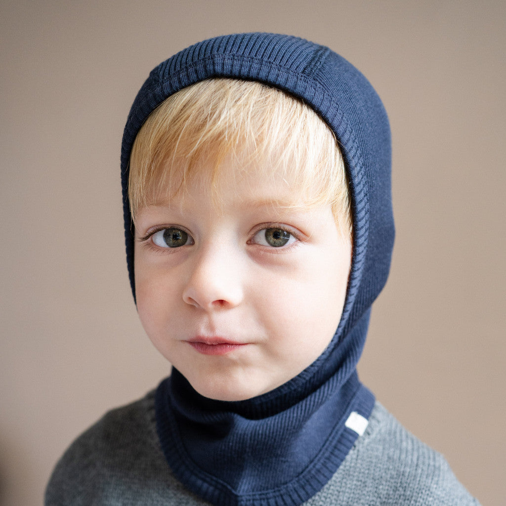 minimalisma Alephant - Children's wool balaclava Hat / Bonnet Night
