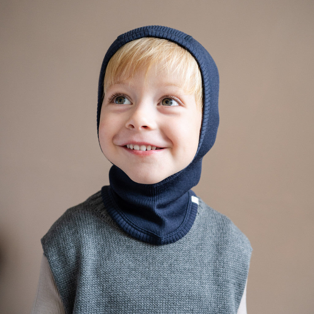 minimalisma Alephant - Children's wool balaclava Hat / Bonnet Night