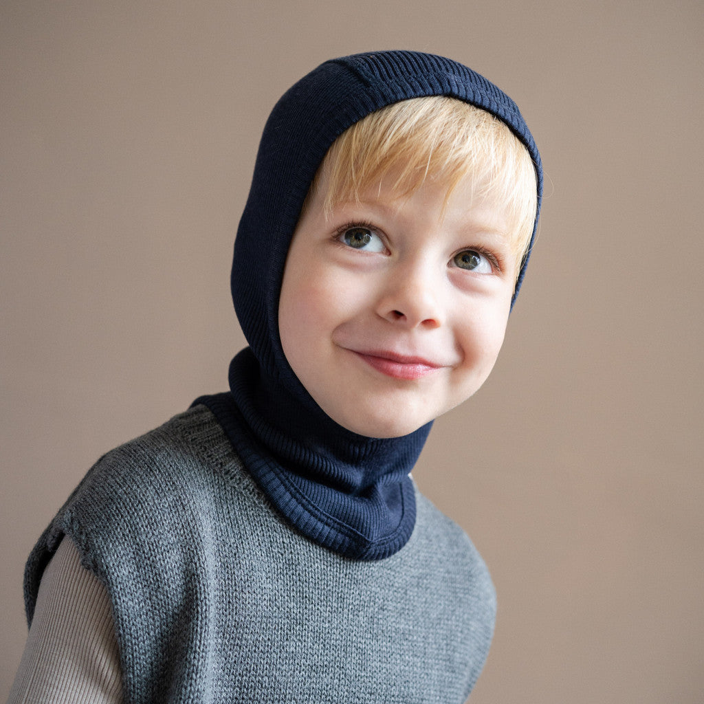 minimalisma Alephant - Children's wool balaclava Hat / Bonnet Night