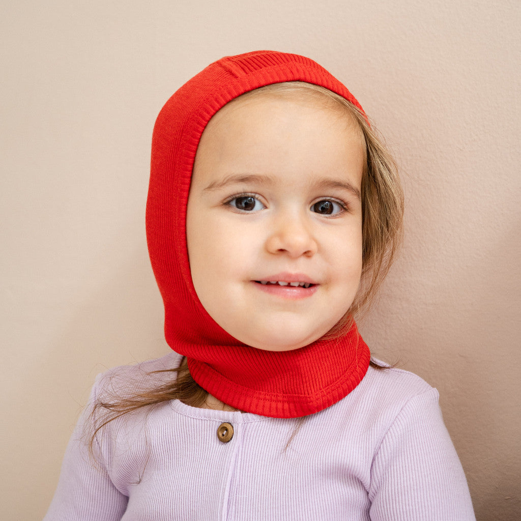 minimalisma Alephant - Children's wool balaclava Hat / Bonnet Red