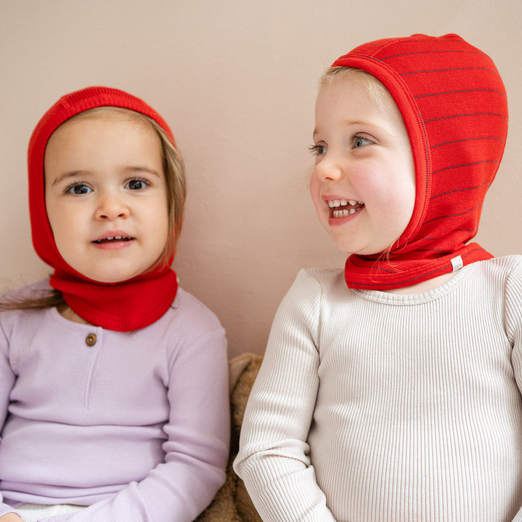 minimalisma Alephant - Children's wool balaclava Hat / Bonnet Red