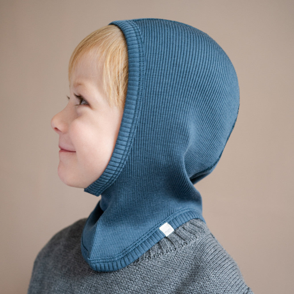 minimalisma Alephant - Children's wool balaclava Hat / Bonnet Surf Blue