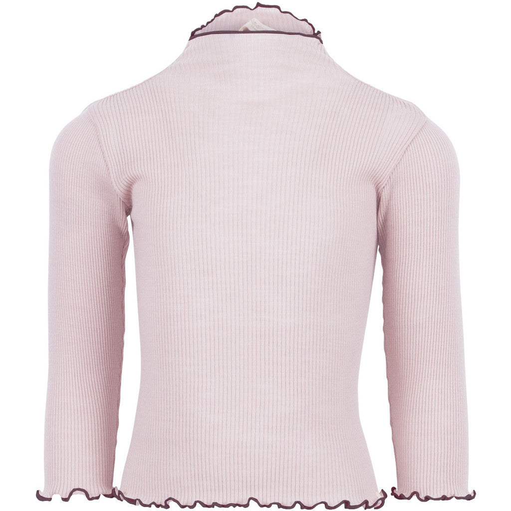 minimalisma Alfina - Children's wool long sleeve mock neck top Blouse for kids Peony with Bordeaux
