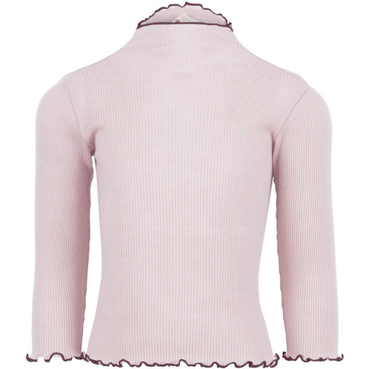minimalisma Alfina - Children's wool long sleeve mock neck top Blouse for kids Peony with Bordeaux