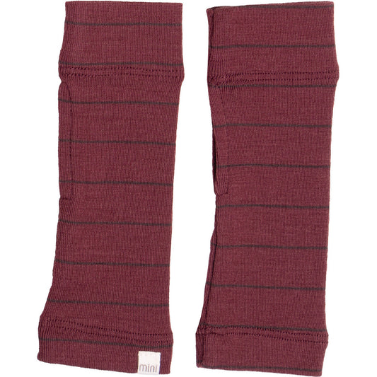 minimalisma Alin - Children's wool fingerless gloves Bib / Hairband / Acc Bordeaux Stripes