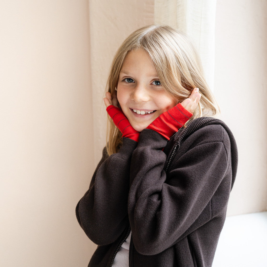 minimalisma Alin - Children's wool fingerless gloves Bib / Hairband / Acc Red