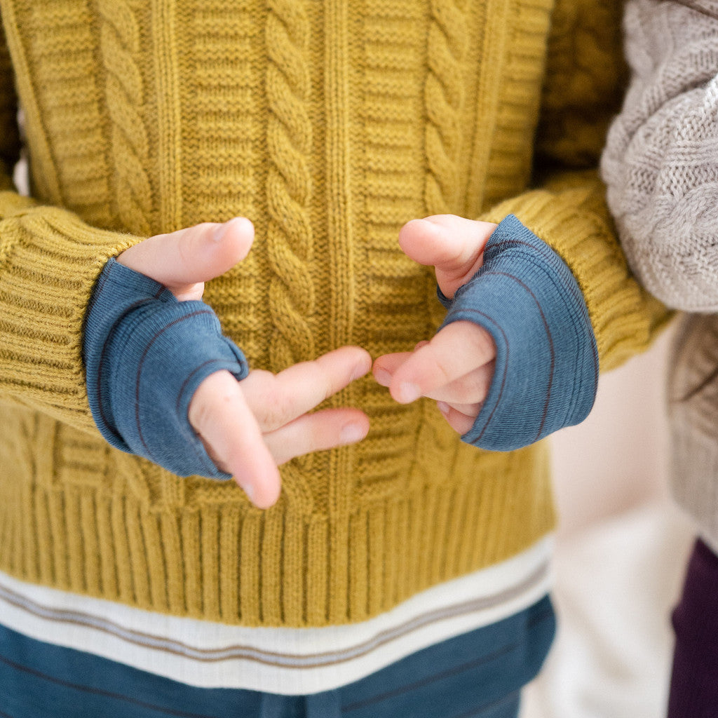 minimalisma Alin - Children's wool fingerless gloves Bib / Hairband / Acc Surf Stripes