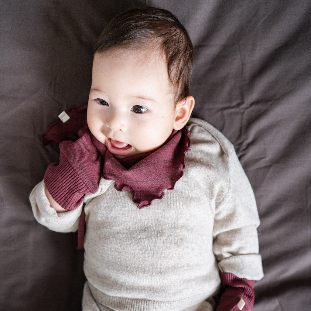 minimalisma Allo - Baby wool mittens Bib / Hairband / Acc Bordeaux Stripes