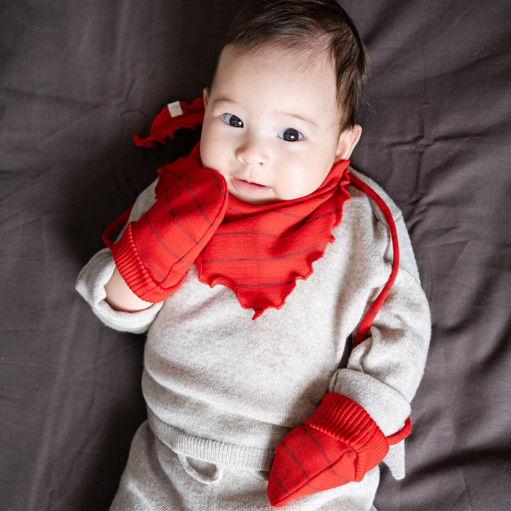 minimalisma Allo - Baby wool mittens Bib / Hairband / Acc Red Stripes