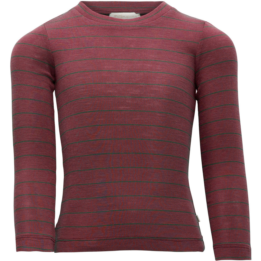 minimalisma Amigo - Children's wool long sleeve top Blouse for kids Bordeaux Stripes