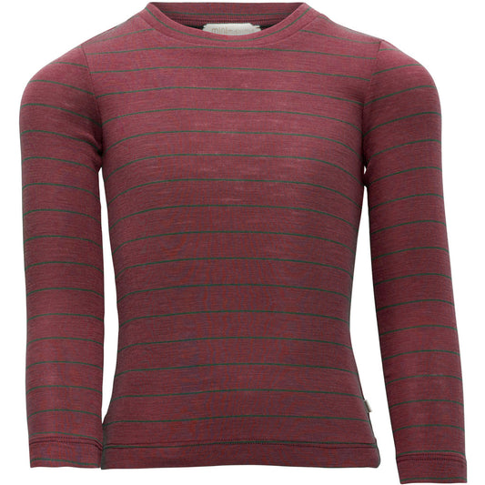 minimalisma Amigo - Children's wool long sleeve top Blouse for kids Bordeaux Stripes