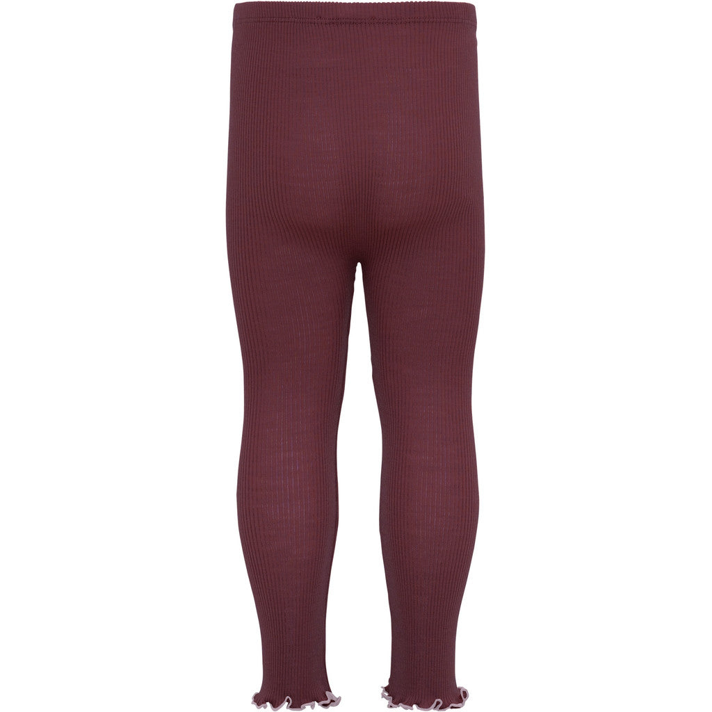 minimalisma Arona-frill - Babies and children's wool leggings Leggings / pants for babies and kids Bordeaux with Peony