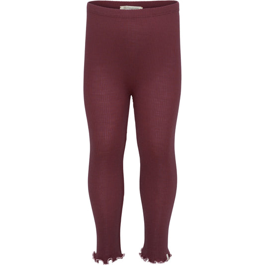 minimalisma Arona-frill - Babies and children's wool leggings Leggings / pants for babies and kids Bordeaux with Peony