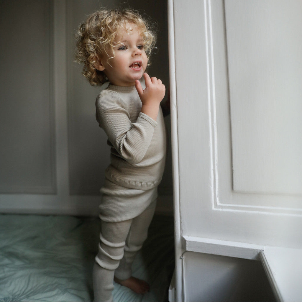 minimalisma Arona - Baby and children's merino wool leggings Leggings / pants for babies and kids Winter Fog