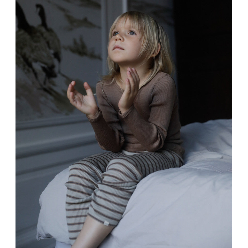 minimalisma Arona - Baby and children's merino wool leggings Leggings / pants for babies and kids Winter Fog Stripes