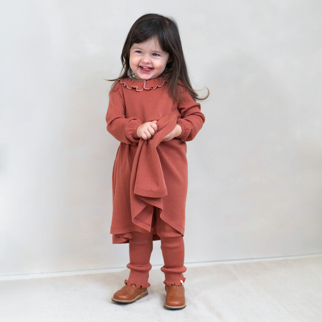 minimalisma Artistic 2-6Y Dress Autumn Blush with Cloudberry contrast