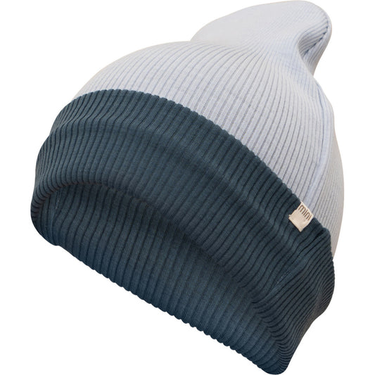 minimalisma Arvid contrast - Children's wool beanie Hat / Bonnet Frost Blue with Surf Blue