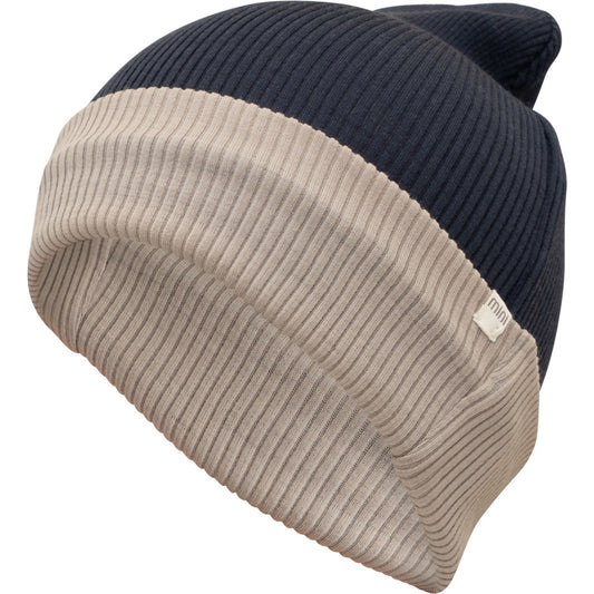 minimalisma Arvid contrast - Children's wool beanie Hat / Bonnet Night with Hemp