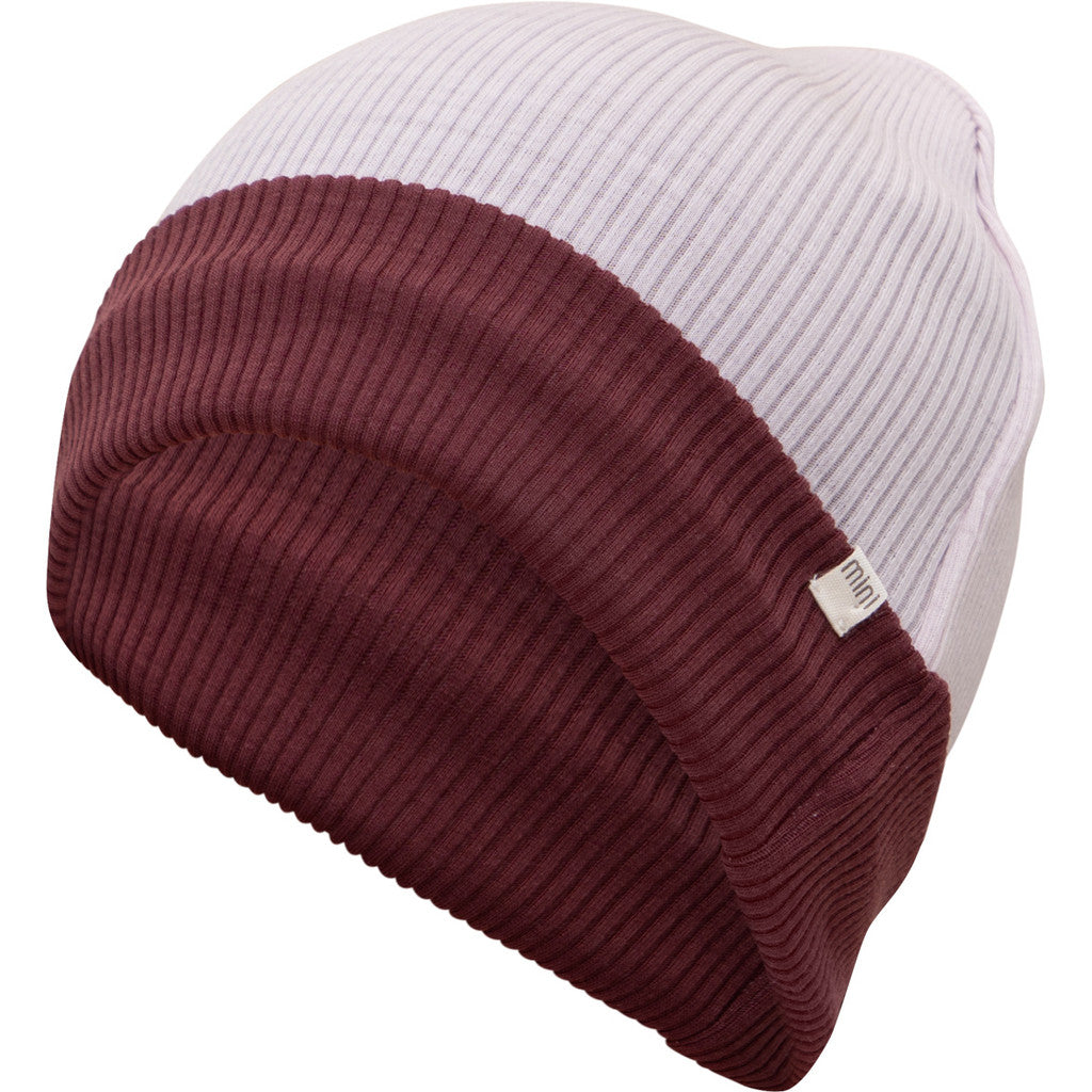 minimalisma Arvid contrast - Children's wool beanie Hat / Bonnet Peony with Bordeaux