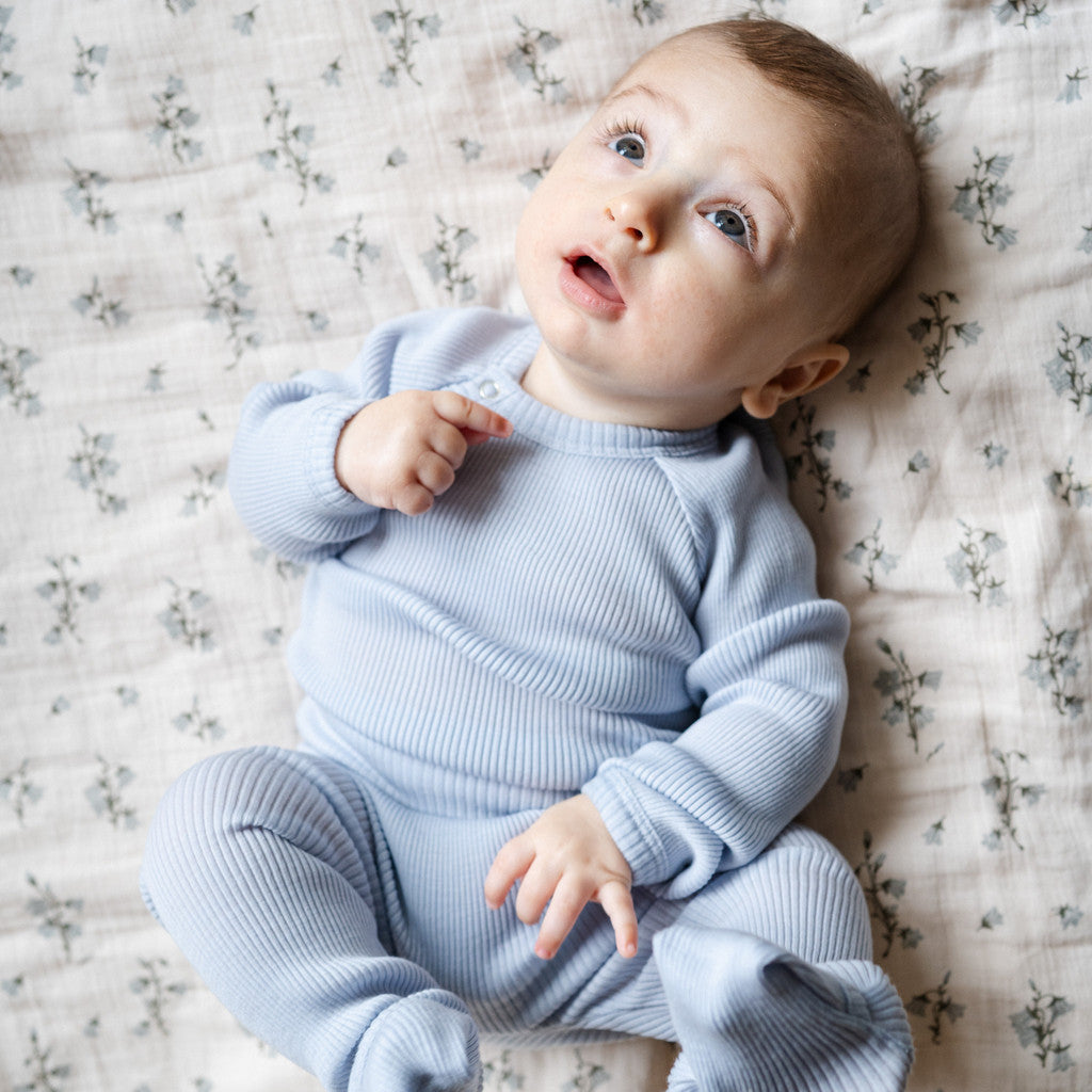 minimalisma Ask - Baby wool long sleeve bodysuit Body Frost Blue