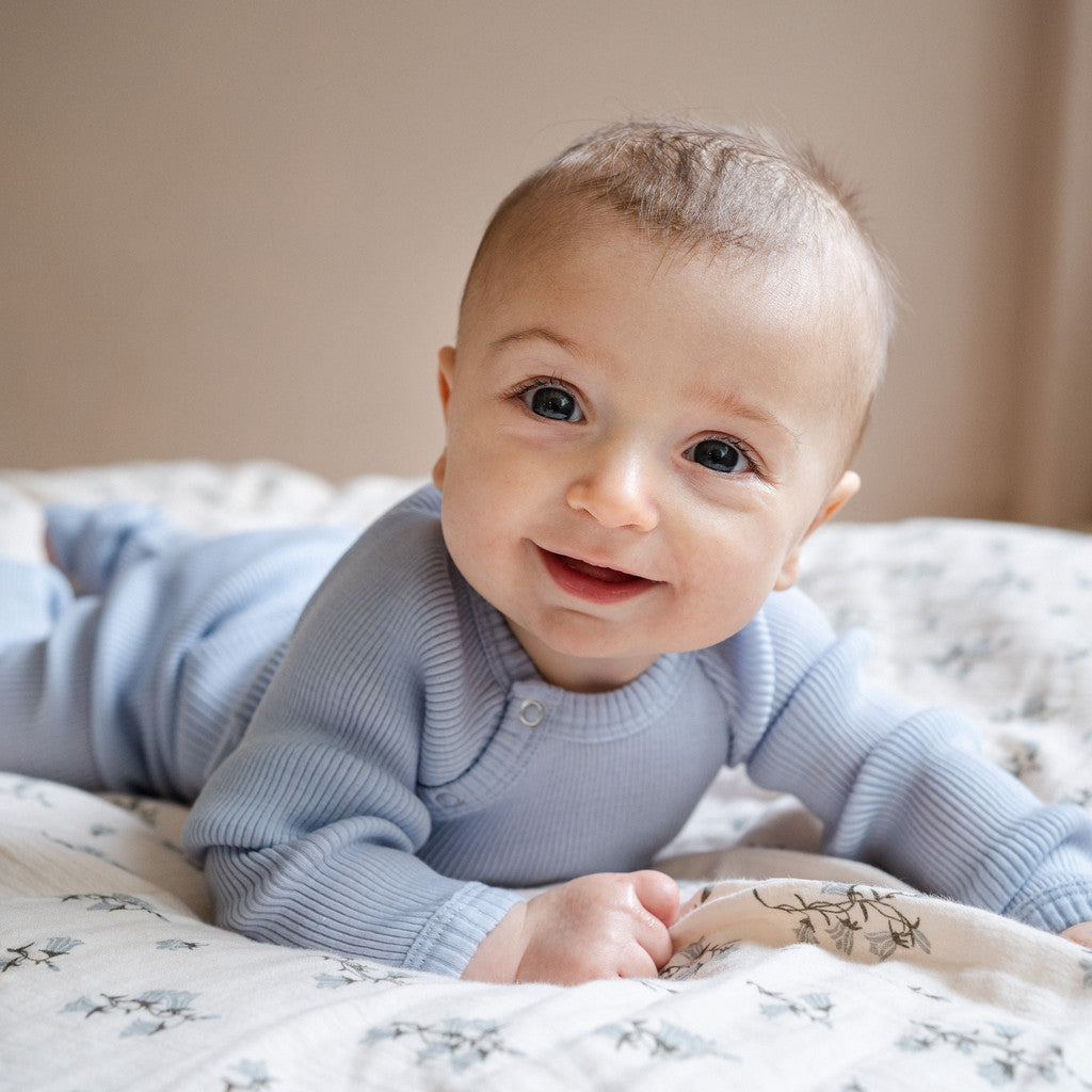 minimalisma Ask - Baby wool long sleeve bodysuit Body Frost Blue