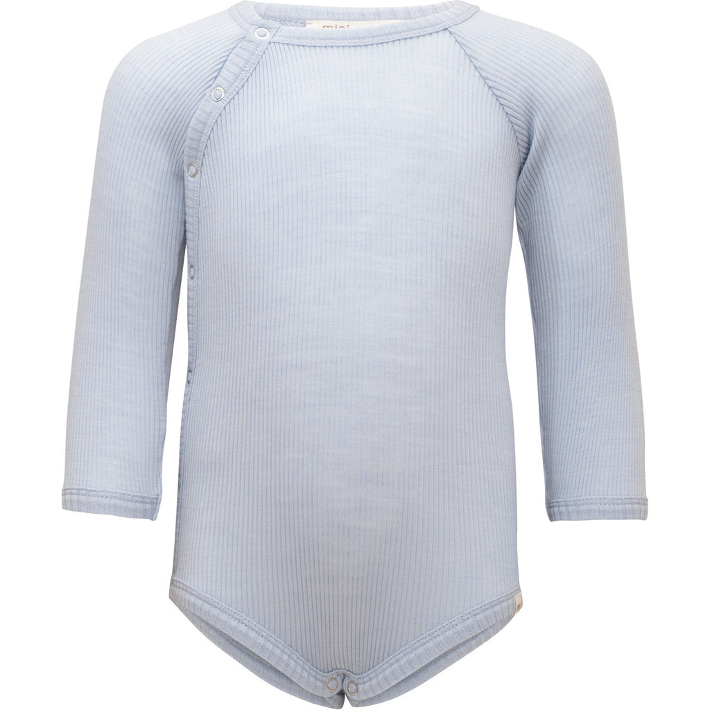 minimalisma Ask - Baby wool long sleeve bodysuit Body Frost Blue