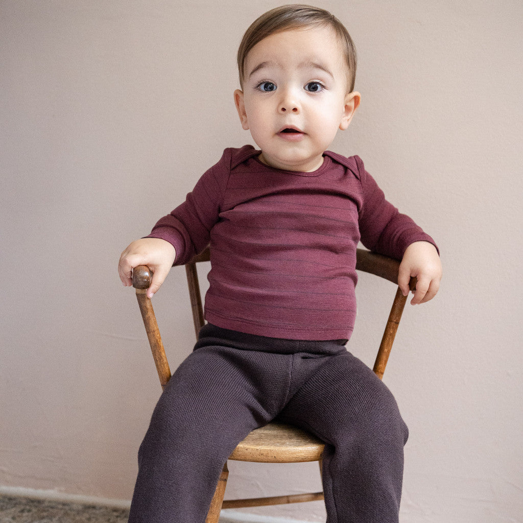 minimalisma Aspin - Baby wool long sleeve top Blouse for babies Bordeaux Stripes