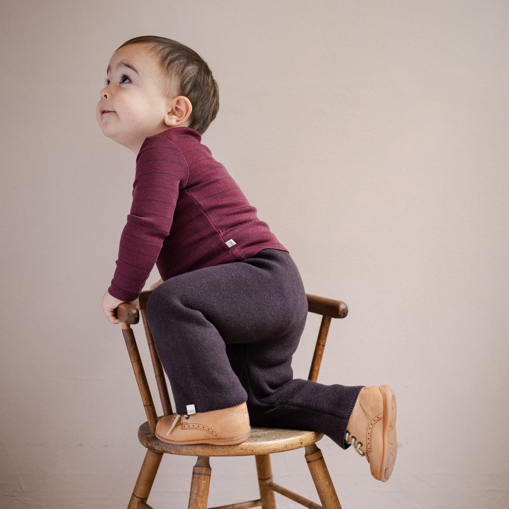 minimalisma Aspin - Baby wool long sleeve top Blouse for babies Bordeaux Stripes