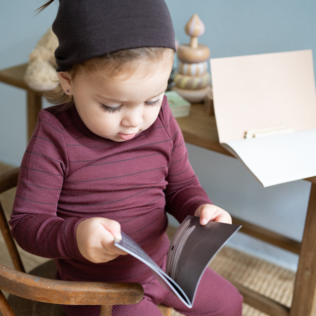 minimalisma Aspin - Baby wool long sleeve top Blouse for babies Bordeaux Stripes