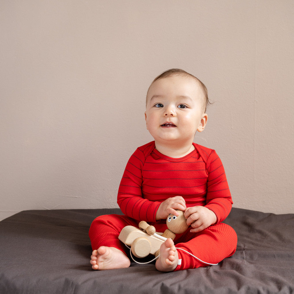 minimalisma Aspin - Baby wool long sleeve top Blouse for babies Red Stripes