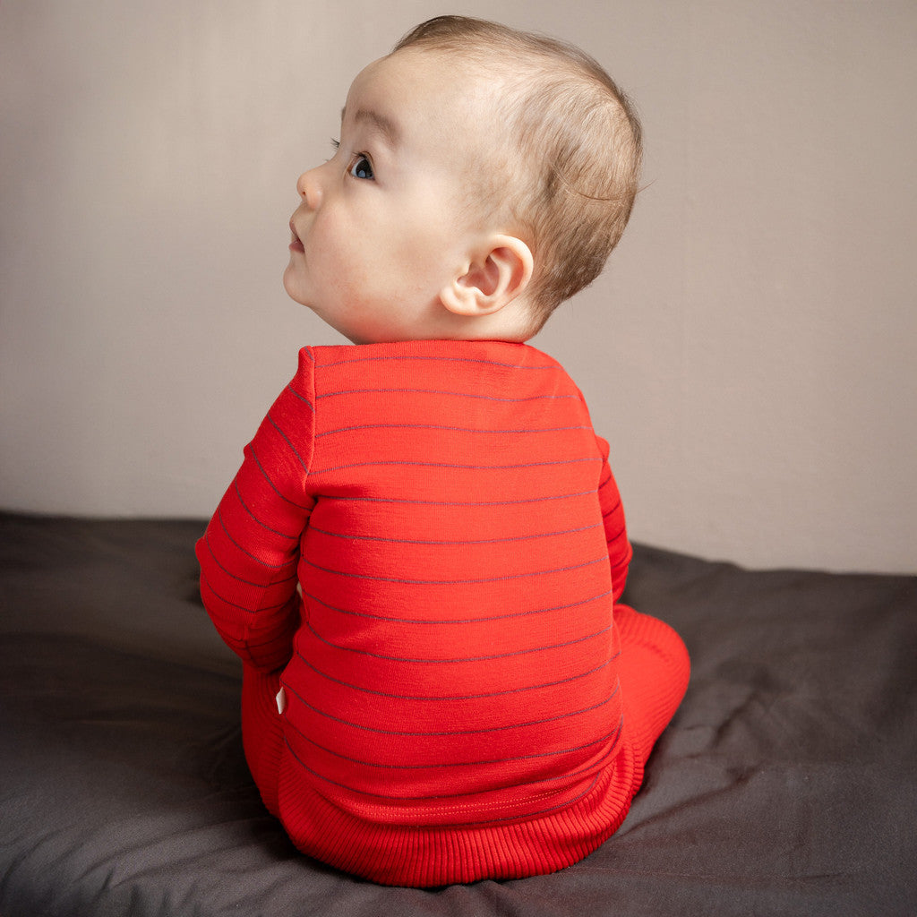 minimalisma Aspin - Baby wool long sleeve top Blouse for babies Red Stripes