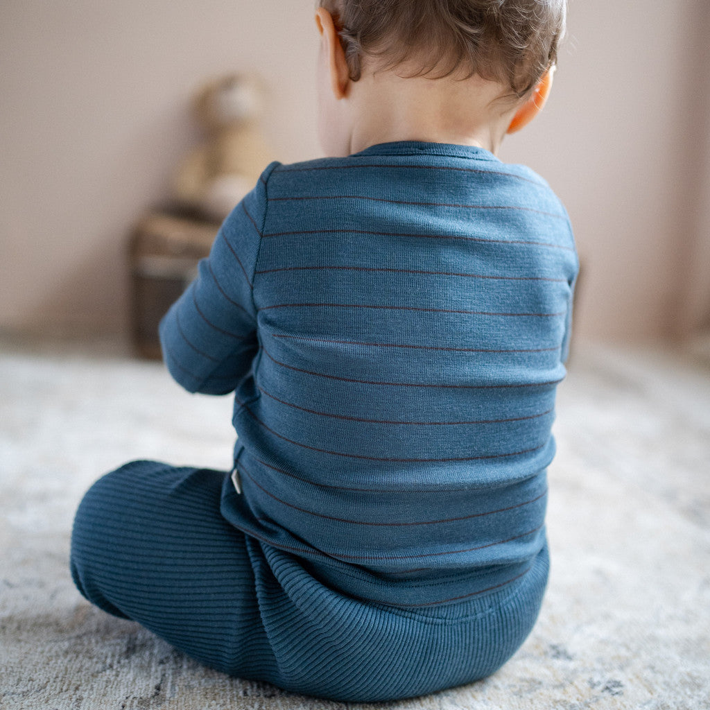 minimalisma Aspin - Baby wool long sleeve top Blouse for babies Surf Stripes