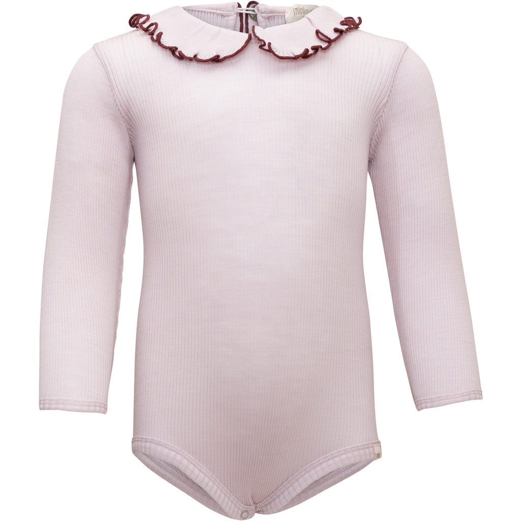 minimalisma Athena - Baby wool long sleeve collared bodysuit Body Peony