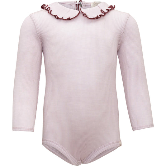minimalisma Athena - Baby wool long sleeve collared bodysuit Body Peony